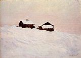 Claude Monet Houses in the Snow painting
